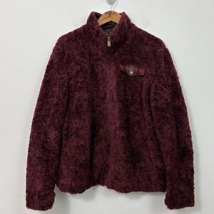 Pendleton Womens Size XL Jacket Sherpa Teddy Fleece Zip Wool Blend Wine